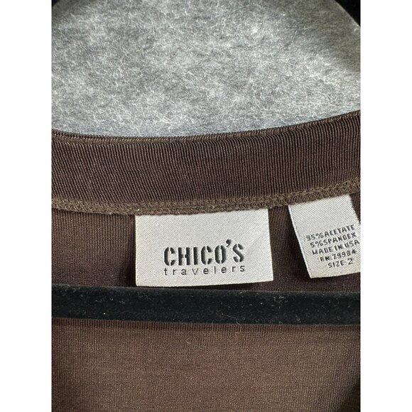 Chicos Travelers Womens Size 12 Button-Front Brown Chicos size 2 Cardigan - Picture 5 of 6